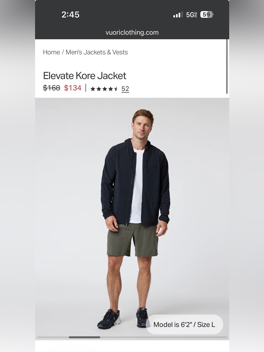 Vuori Elevate Kore Jacket in gray